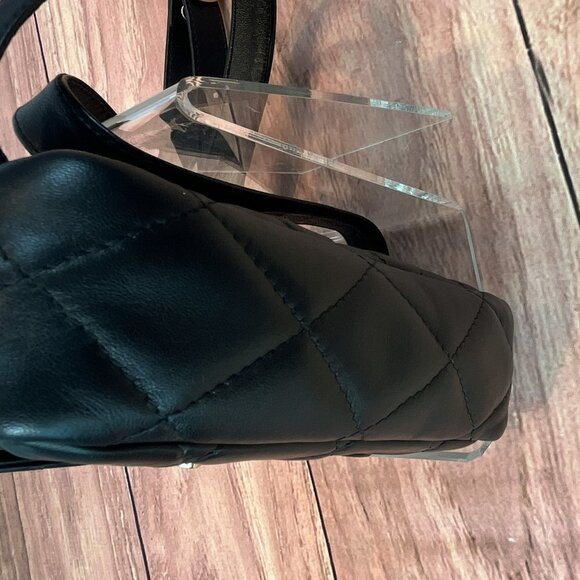 Matteo Bertoni Italian Black  Monochrome Quilted Leather Belt Bag  7 * 4 * 2 - Picture 4 of 7